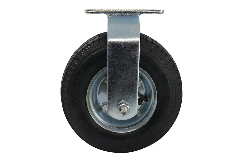 Shepherd Hardware 9795 8-Inch Pneumatic Caster Wheel, Rigid Plate, Steel Hub with Ball Bearings, 5/8-Inch Bore Centered Axle , Black - Image 1